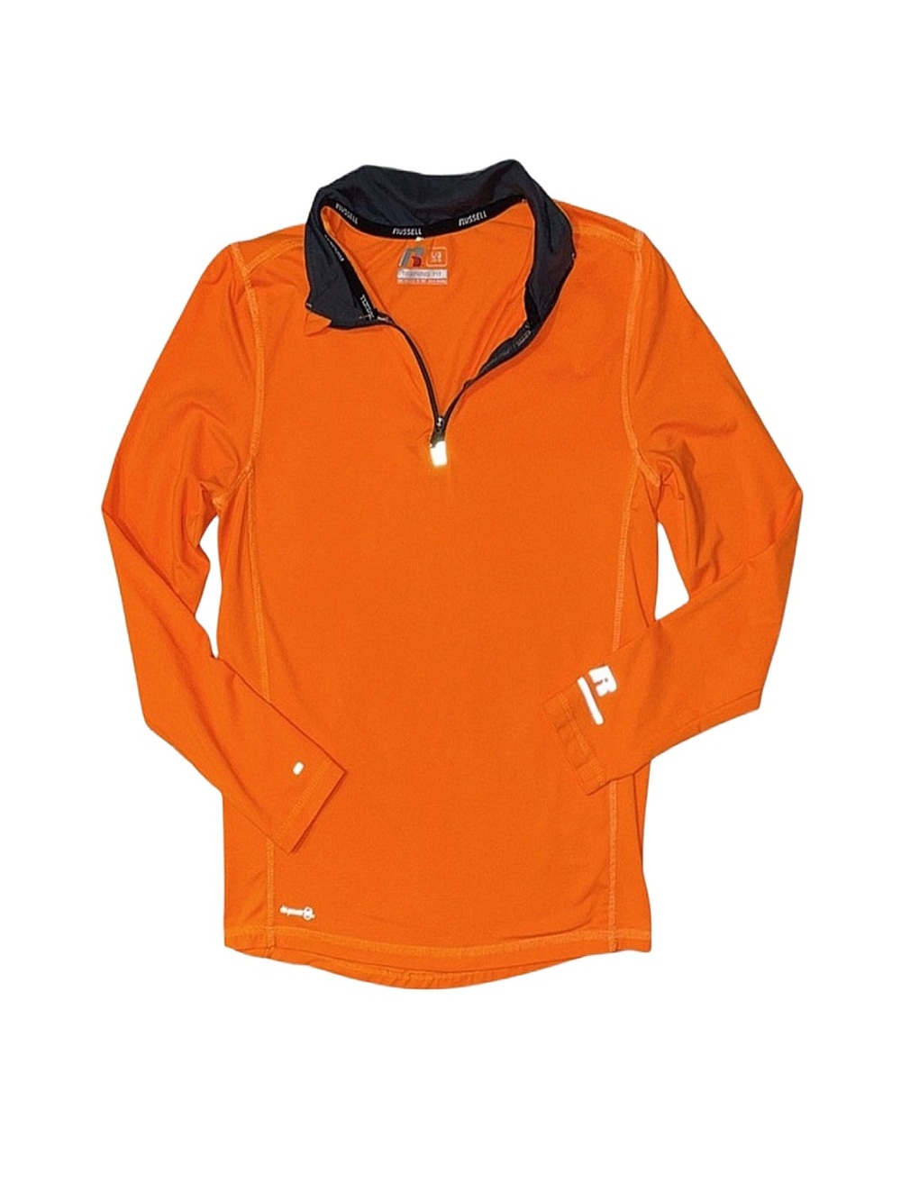 RUSSELL ATHLETIC Boy's Orange Quarter Zip Long Sleeve Top Large 10/12